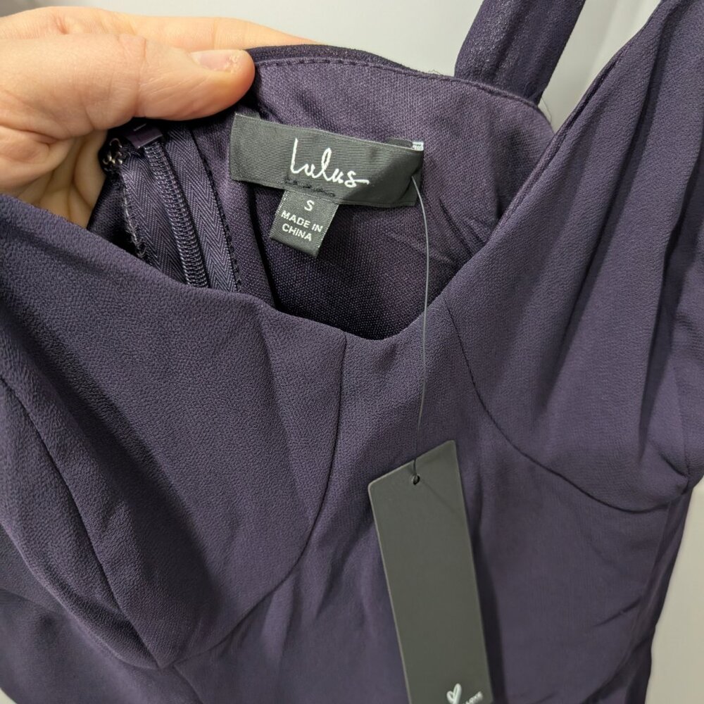 Lulus Sophisticated Charisma Purple Tie-strap A-line Midi Dress - Size S - Picture 4 of 4